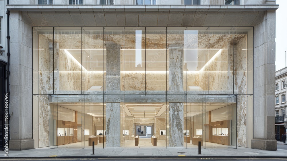 Contemporary bank entrance with elegant glass facade and modern design for a sophisticated look Contemporary bank entrance with elegant glass facade and modern design for a sophisticated look