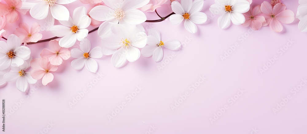 White flowers with pink beautiful. Creative banner. Copyspace image White flowers with pink beautiful. Creative banner. Copyspace image