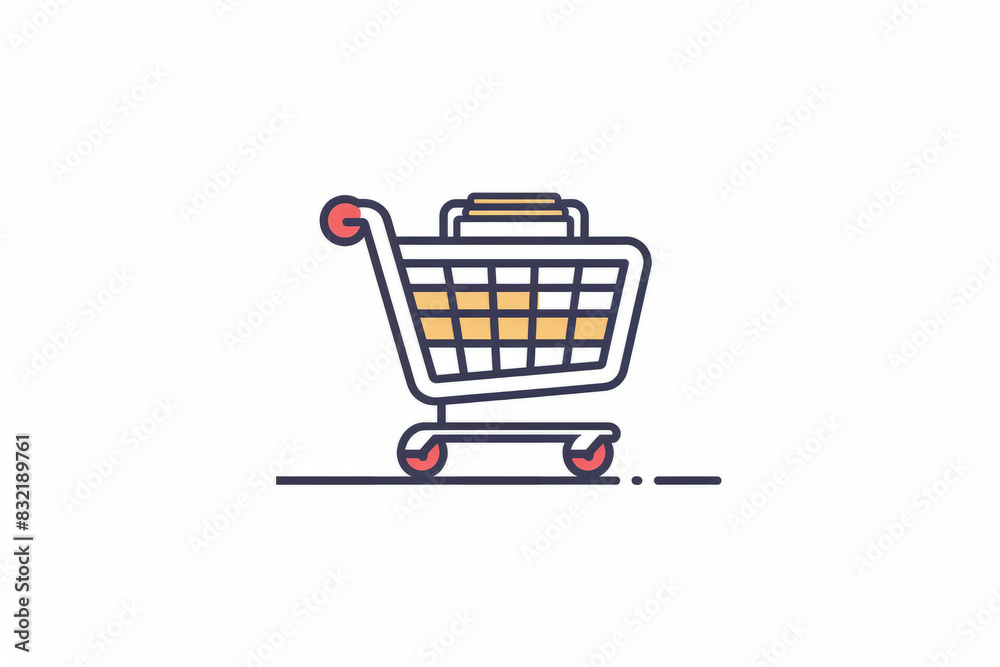 Simple flat design shopping cart icon on white background Simple flat design shopping cart icon on white background