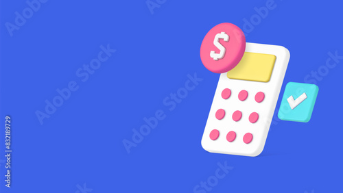 Money counting financial calculation profit budget complete business accounting 3d icon vector