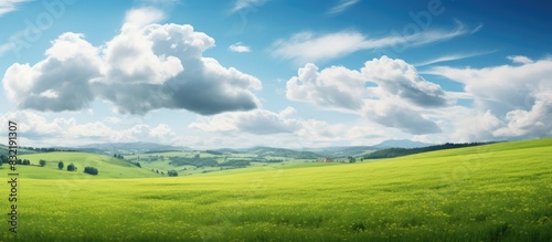 majestic and amazing cloudy sky at rural area. Creative banner. Copyspace image