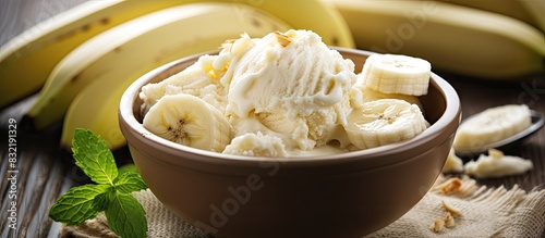 homemade banana ice cream style vintage selective focus. Creative banner. Copyspace image photo