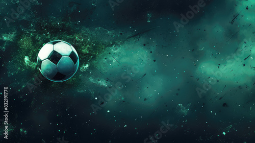 generated illustration of a dynamic soccer ball on green background