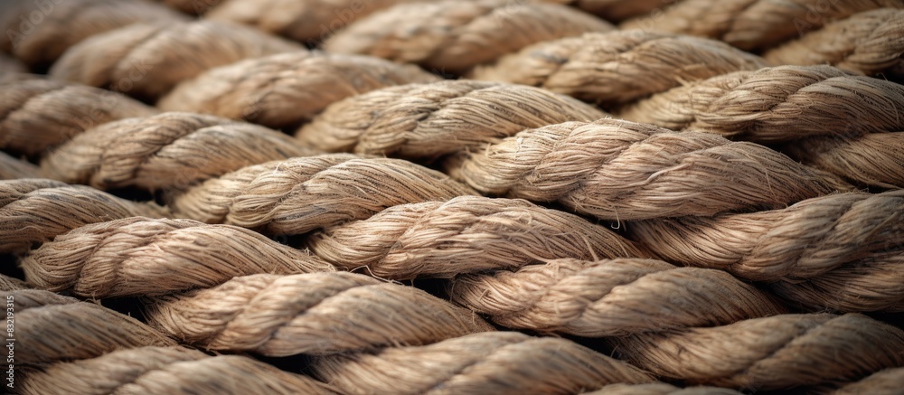 Close view on the old knotted rope. Creative banner. Copyspace image Close view on the old knotted rope. Creative banner. Copyspace image