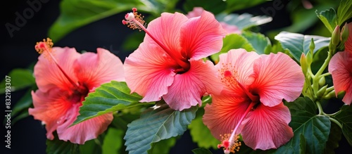 Hibiscus Tropical Flowers. Creative banner. Copyspace image