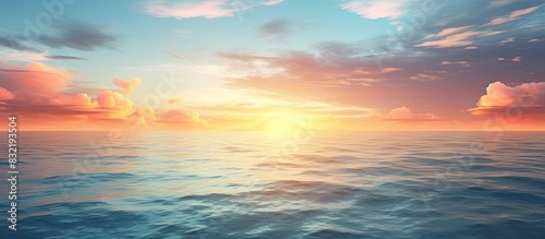 Sea atmosphere and morning sunrise. Creative banner. Copyspace image