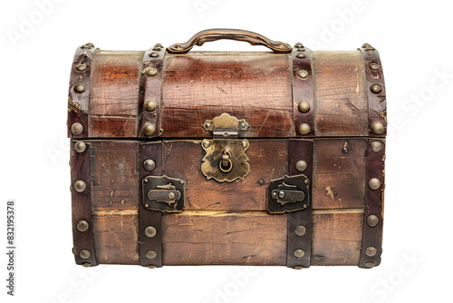 Old wooden chest On Transparent Background.
