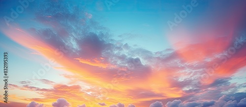 colorful sky sunset sky multicolor and very bright. Creative banner. Copyspace image