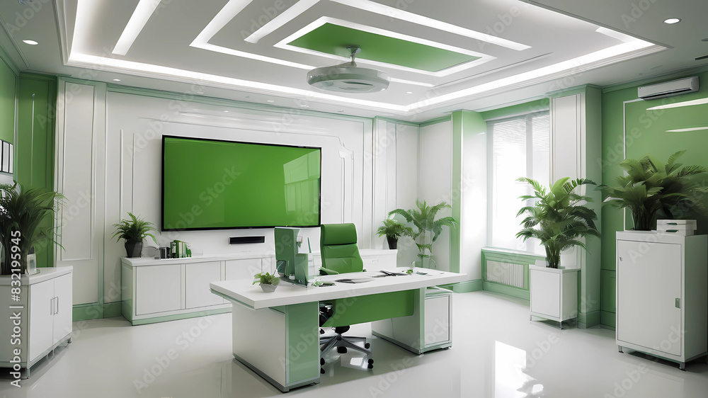 Visualize a vast open office space where every cubicle is a green screen room, and employees are immersed in diverse, digitally-augmented environments tailored to their preferences. Visualize a vast open office space where every cubicle is a green screen room, and employees are immersed in diverse, digitally-augmented environments tailored to their preferences.
