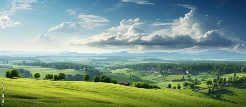 View of the beautiful Polish landscape. Creative banner. Copyspace image