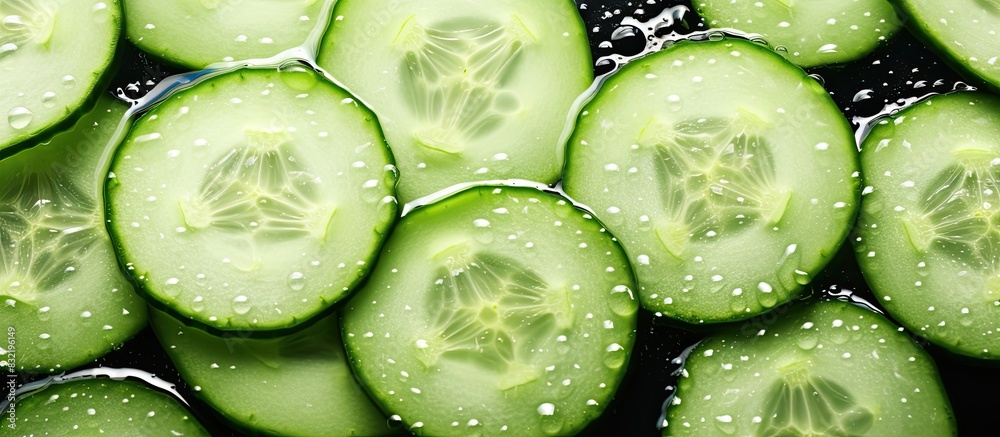 Cucumbers are high in water and low in calories fat cholesterol and sodium. Creative banner. Copyspace image Cucumbers are high in water and low in calories fat cholesterol and sodium. Creative banner. Copyspace image