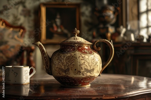 beautiful and antique teapot shape and coloring photo