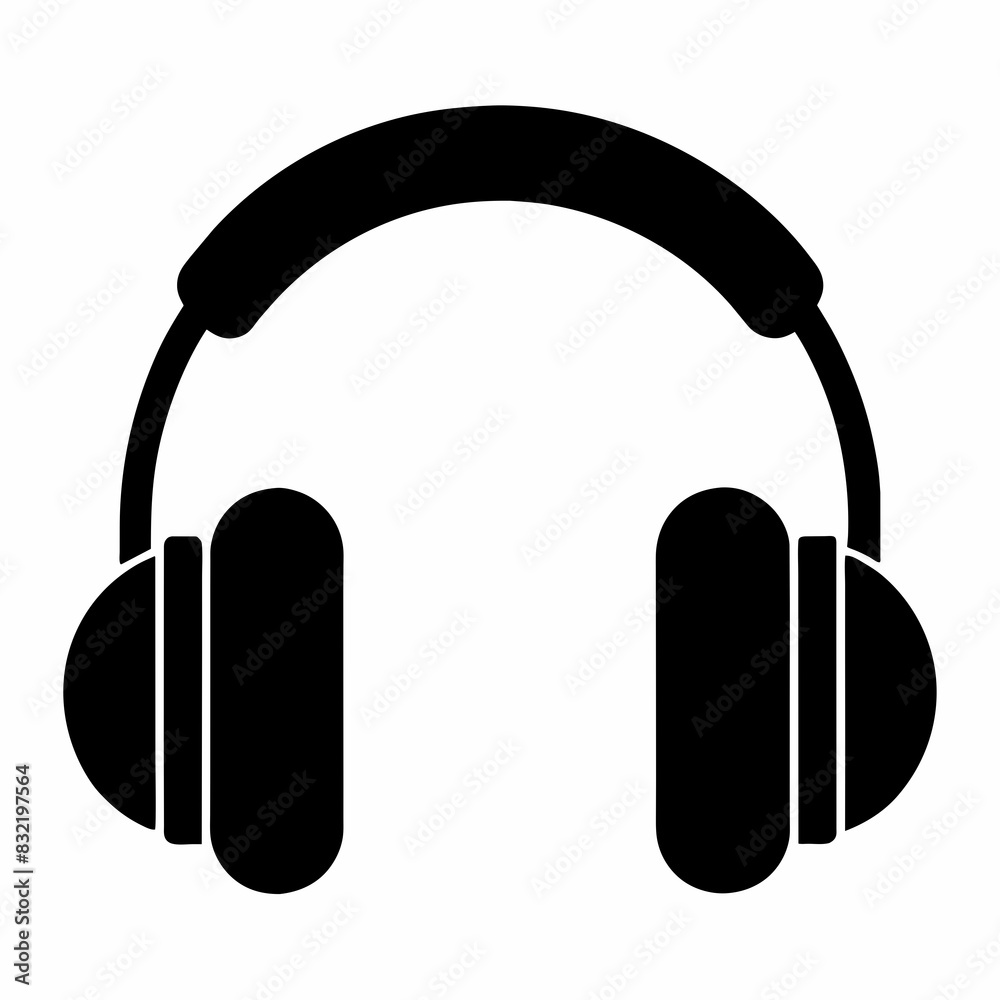 Black headphones icon vector illustration Black headphones icon vector illustration
