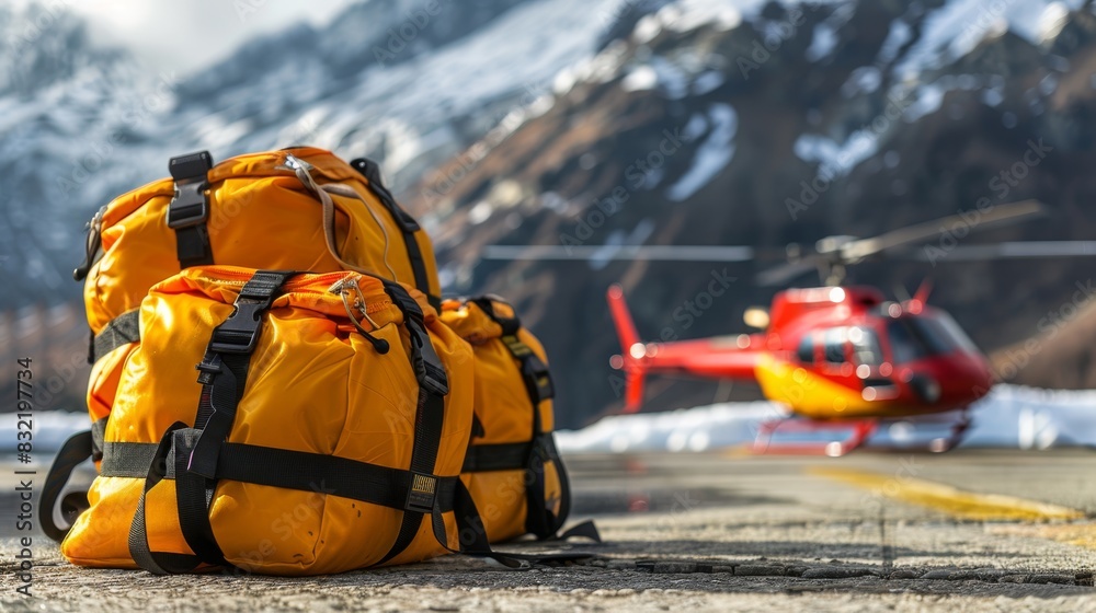 Fototapeta premium The yellow rescue bags
