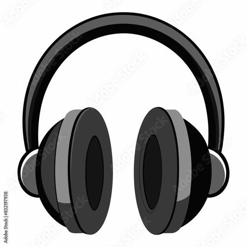 Black headphones vector illustration on a white background 