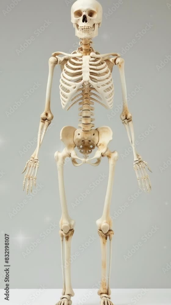 Human skeleton replica scanning with clear background video for science learning Human skeleton replica scanning with clear background video for science learning