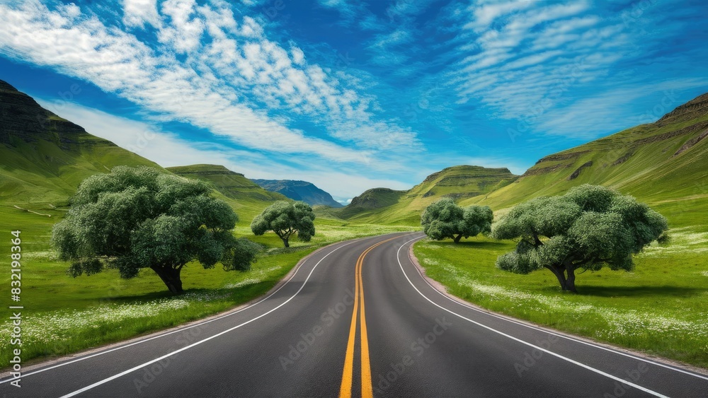 Iconic Vehicle on Majestic Mountain Drive Iconic Vehicle on Majestic Mountain Drive