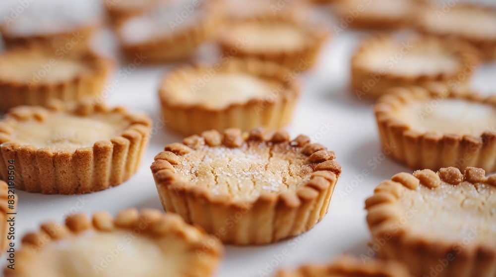 Cookies with tart shells displayed on a white background Cookies with tart shells displayed on a white background
