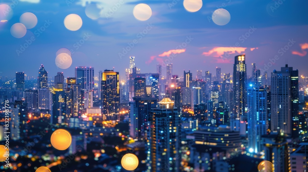 cityscape at dusk, ideal for urban-themed designs
