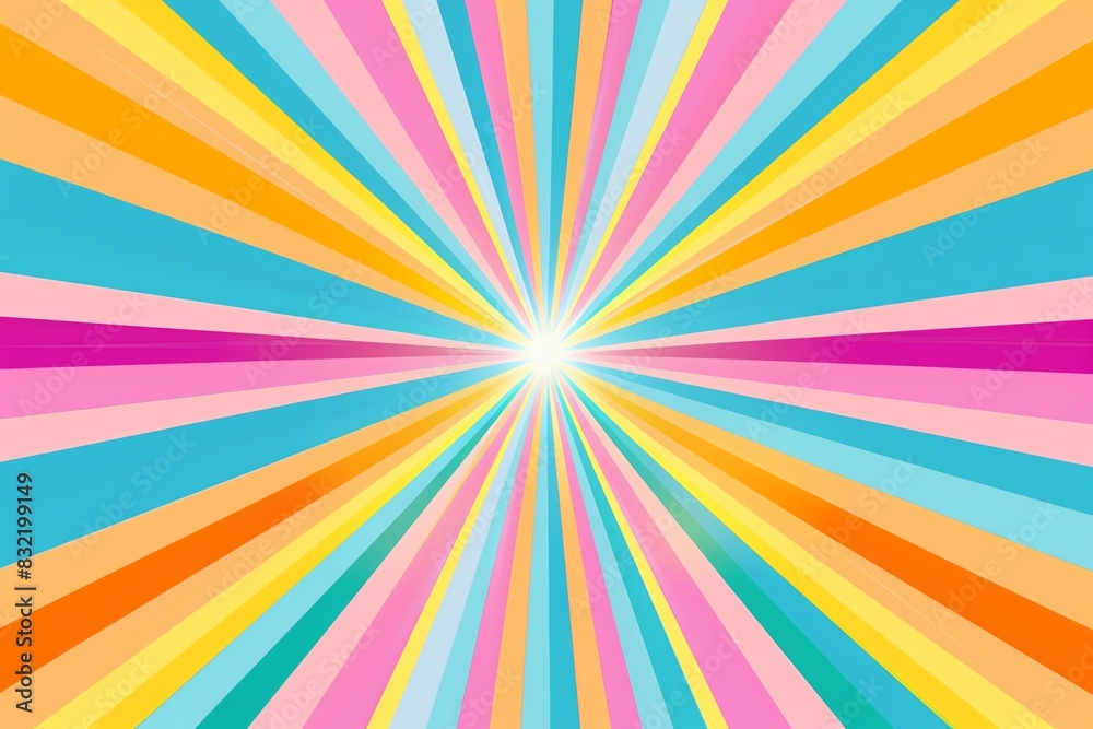 Abstract sunburst flat design front view radiant animation colored pastel