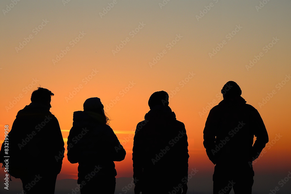 Fototapeta premium people overlooking a sunrise