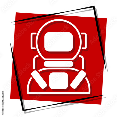 astronaut red banner. Vector illustration.