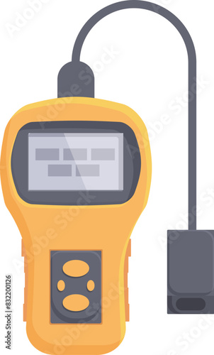 Flat design vector illustration of a yellow digital multimeter, isolated on white background