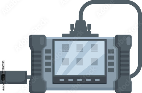 Cartoonstyle oscilloscope used for electrical signal analysis isolated on white background
