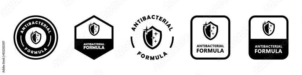 Antibacterial formula. Vector signs for product packaging label. Antibacterial formula. Vector signs for product packaging label.
