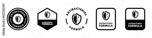 Antibacterial formula. Vector signs for product packaging label.