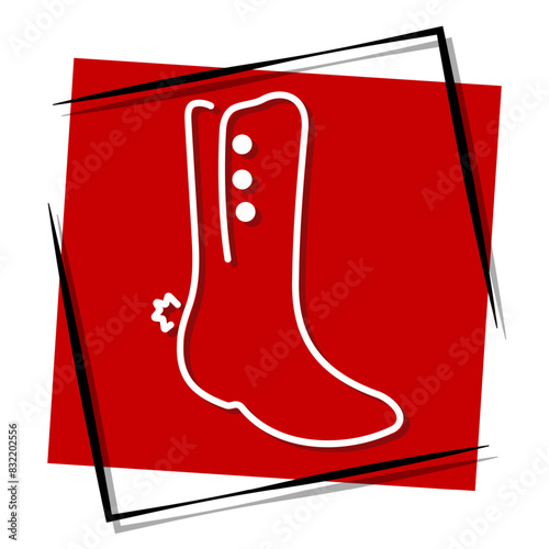cowboy shoes red banner. Vector illustration.