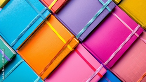 A vibrant, high-angle photo of colorful notebooks arranged neatly, symbolizing the excitement and preparation of returning to school photo