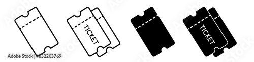 Ticket icon set. Tickets or Coupons symbol. Editable stroke. Vector illustration. 