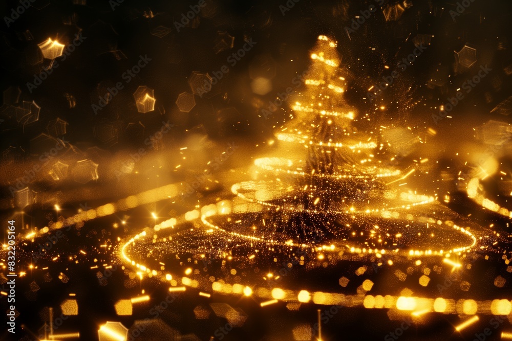 Obraz premium the silhouette of the christmas tree is depicted