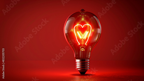 Glowing Love: Heart Inside a Light Bulb