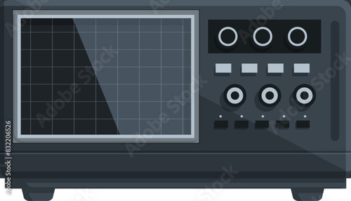 Vintage oscilloscope illustration with vector design depicting oldfashioned electronic equipment for signal measurement and waveform analysis in laboratory test and scientific research