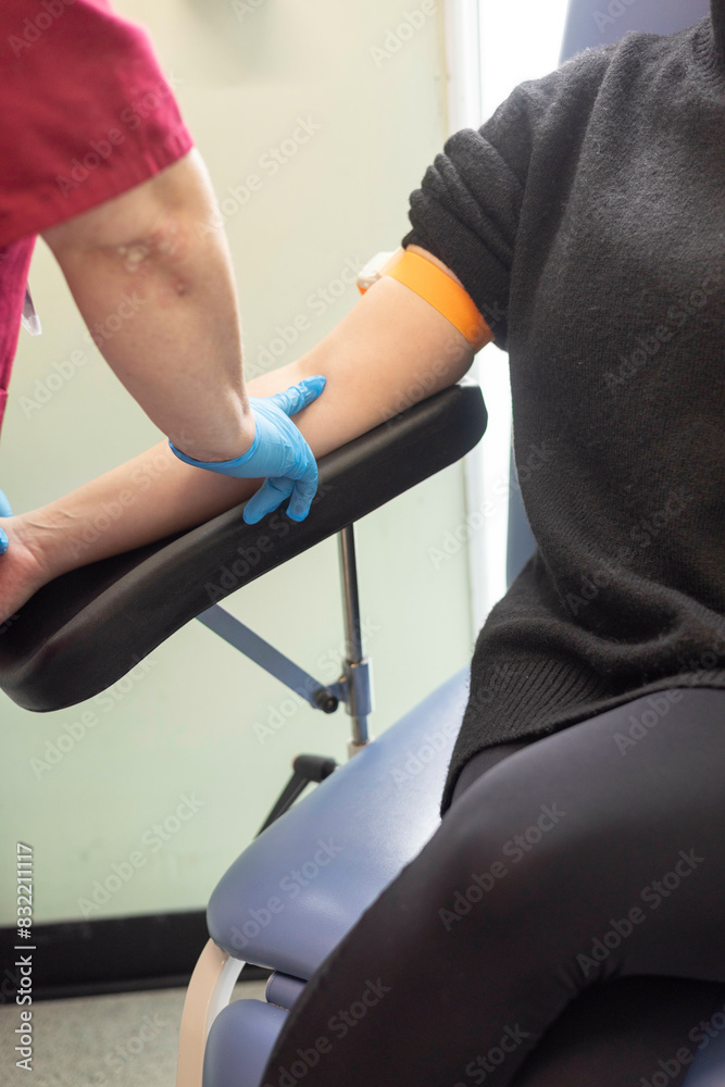 Blood draw procedure in progress Blood draw procedure in progress