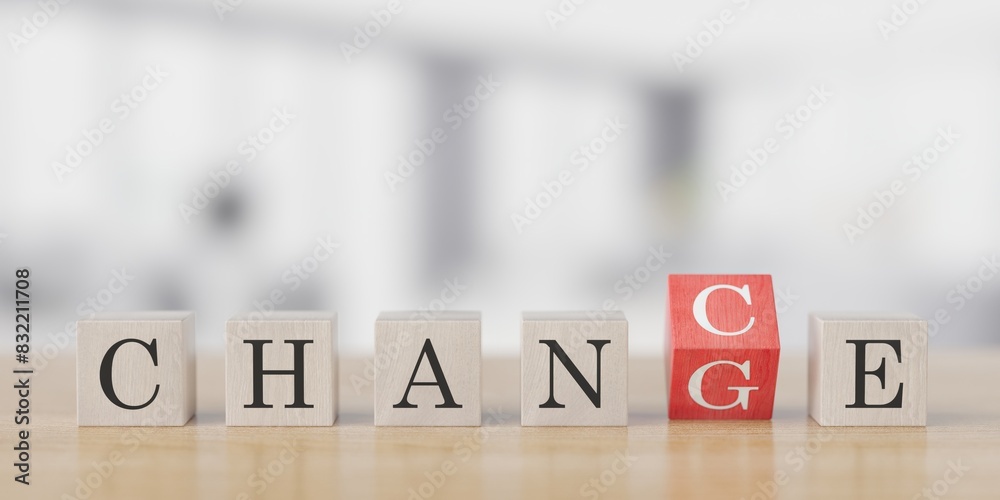Business concept text CHANGE CHANCE cubes on office blured background Business concept text CHANGE CHANCE cubes on office blured background