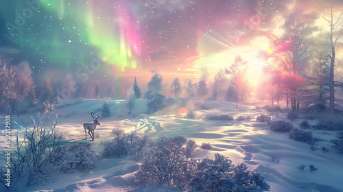 Enchanted Winter s Radiance  A Symphony of Northern Lights and Frosted Dreams