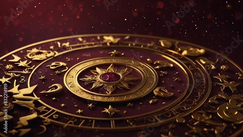 Wallpaper Mural Astrological wheel golden on dark background Torontodigital.ca