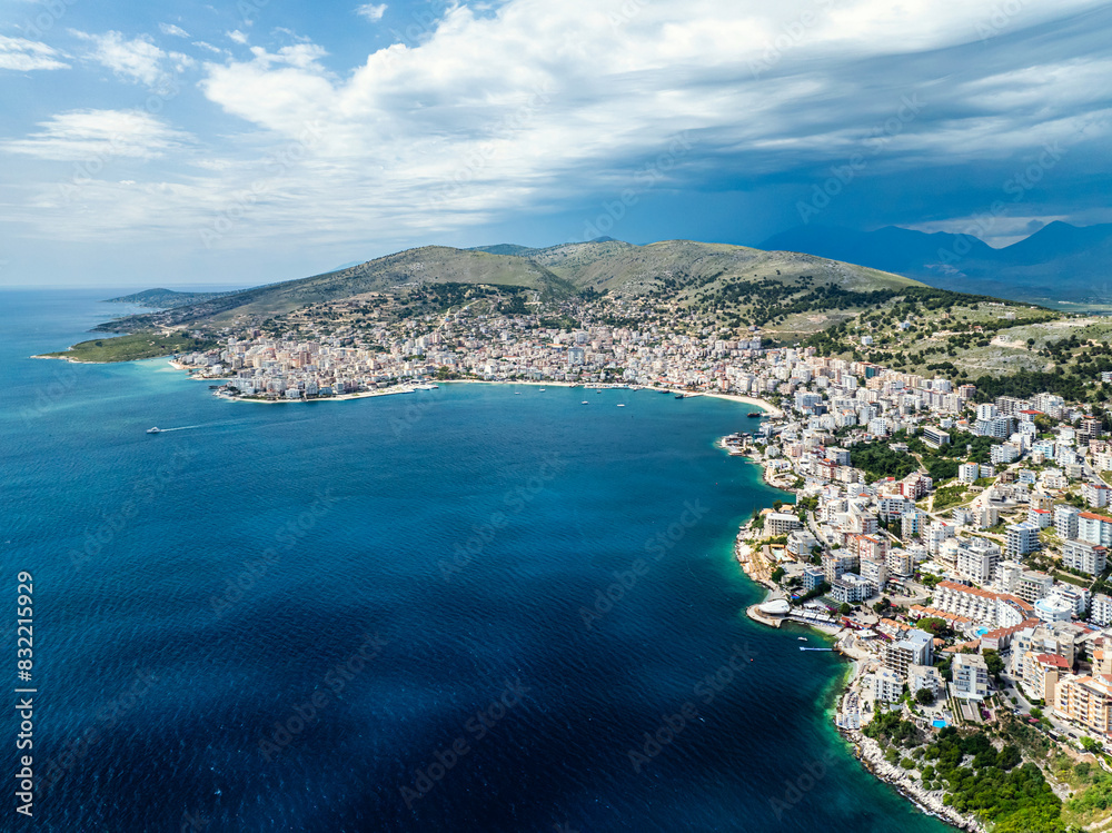 Obraz premium Saranda from a drone, Albanian Riviera, Albania