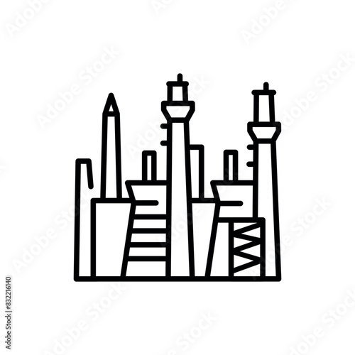 Gas power plant black line icon. Alternative energy source