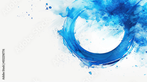 Abstract Watercolor Brush Strokes with Blue Circle Splash Design