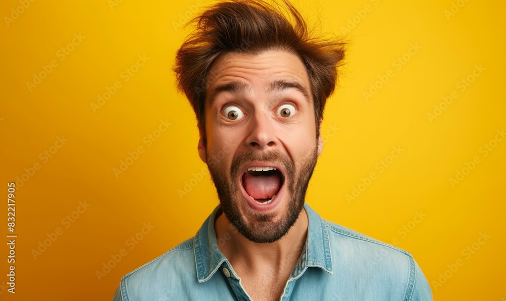 Surprised Man with Glasses Expressing Shock and Awe Surprised Man with Glasses Expressing Shock and Awe