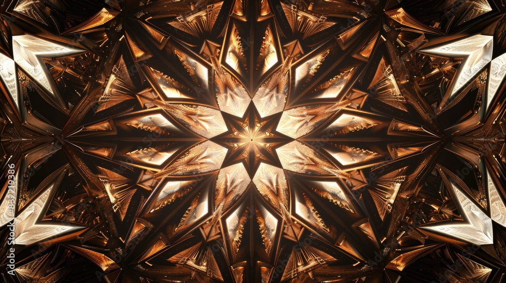 Brown Star and Retro Rays in Abstract Kaleidoscope Pattern Decorative Texture Brown Star and Retro Rays in Abstract Kaleidoscope Pattern Decorative Texture