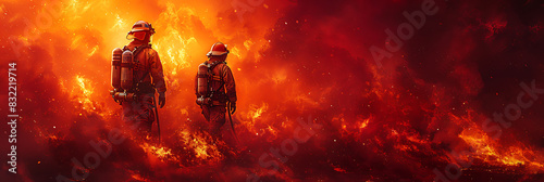 Courage Amid Chaos: Firefighter Against Inferno photo