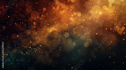 The image captures a sparkling, bokeh effect of lights in warm amber tones conveying a feeling of warmth and celebration