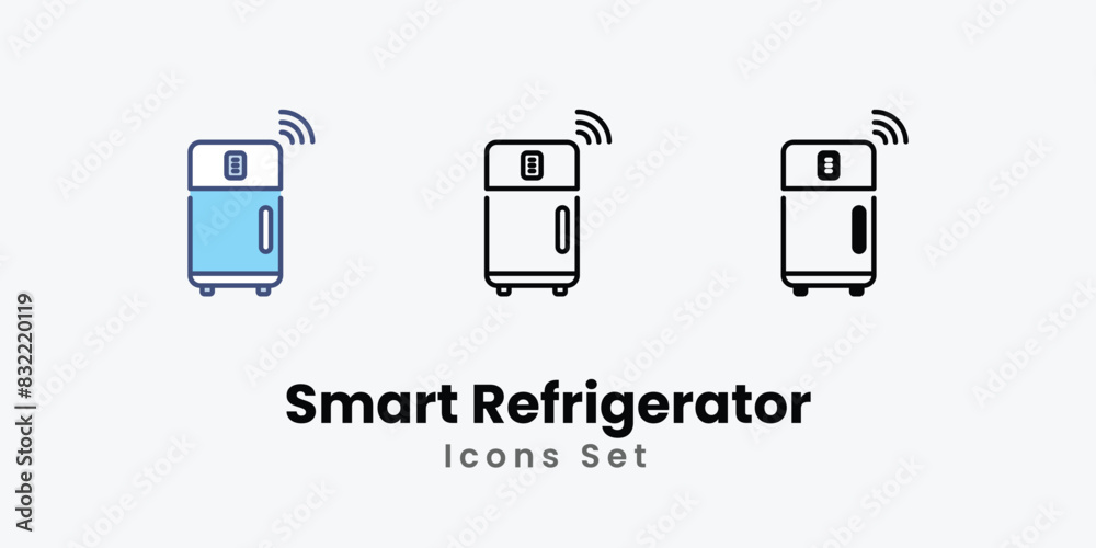 Smart Refrigerator icons vector set stock illustration. Smart Refrigerator icons vector set stock illustration.