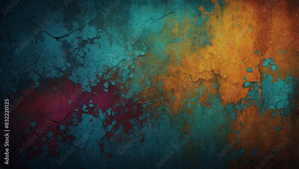 Textured grunge background in vibrant colors.