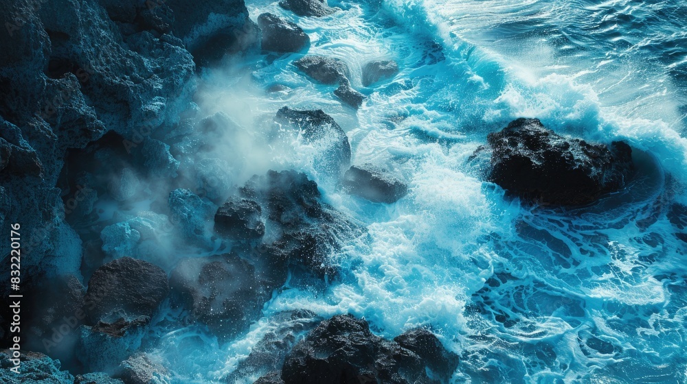 Blue magma Shore of volcanic rocks Blue magma Shore of volcanic rocks